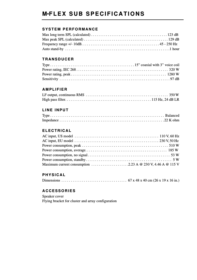 Page 1 of the manual Technical Sheet Martin M•Flex S