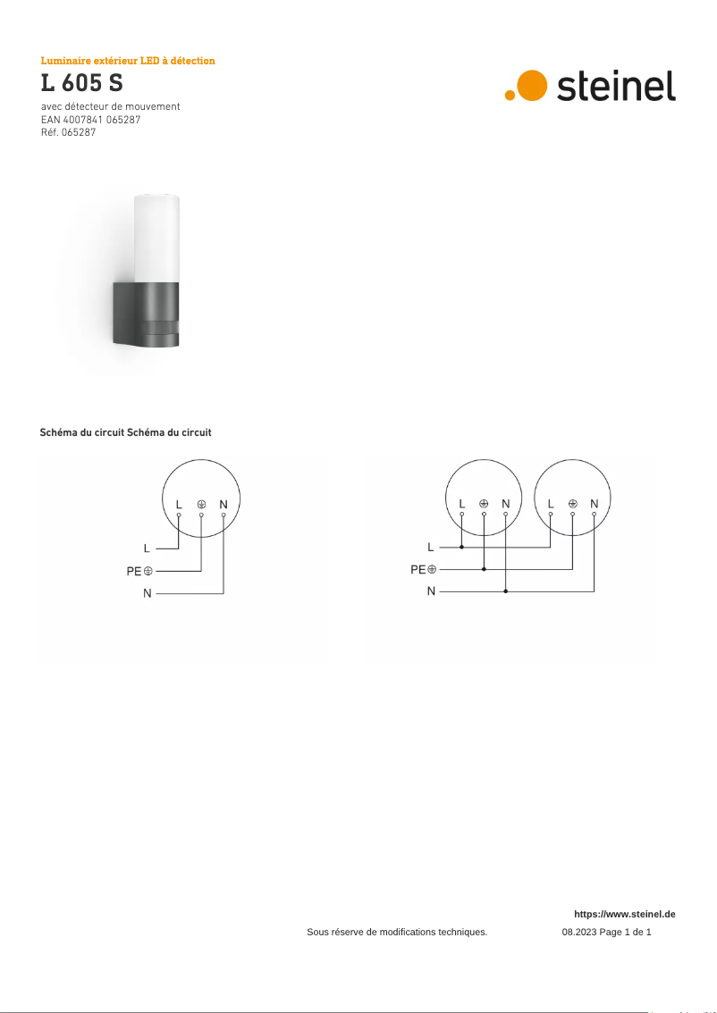 Page 1 of the manual Wiring Diagram Steinel L 605 S