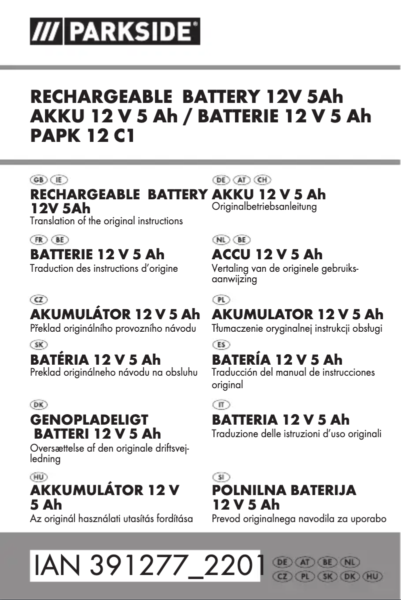 Page 1 of the manual User Manual Parkside PAPK 12 D1