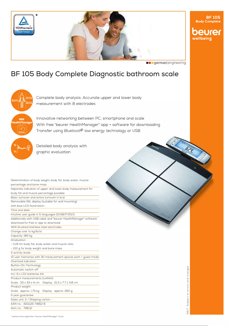 First page image of the manual for BF 105