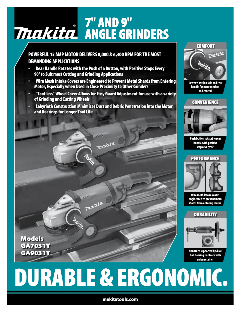 Page 1 of the manual Brochure Makita GA9031Y