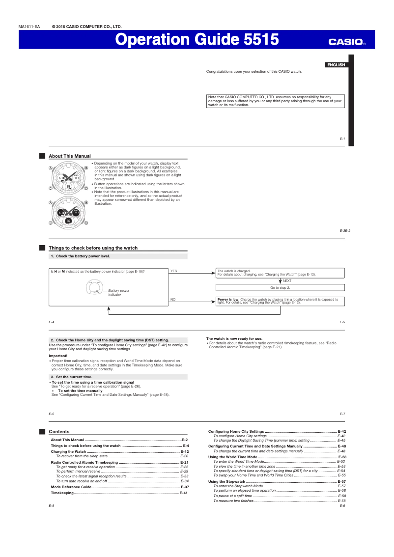 Page 1 of the manual User Manual Casio G-Shock G-Steel GST-W130L-1AER