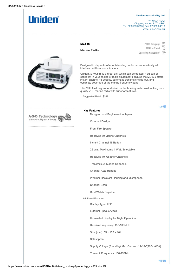 First page image of the manual for MC535