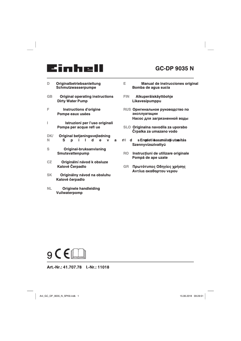 Page 1 of the manual User Manual Einhell GC-DP 9035 N