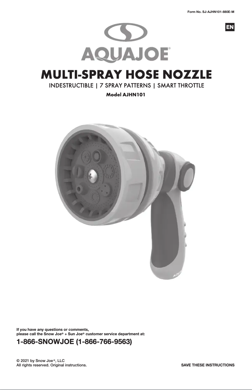 First page image of the manual for AJHN101