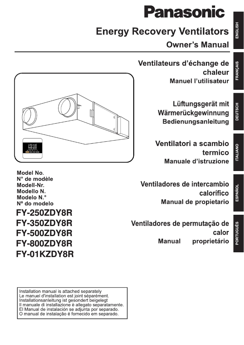 Page 1 of the manual User Manual Panasonic FY-800ZDY8R
