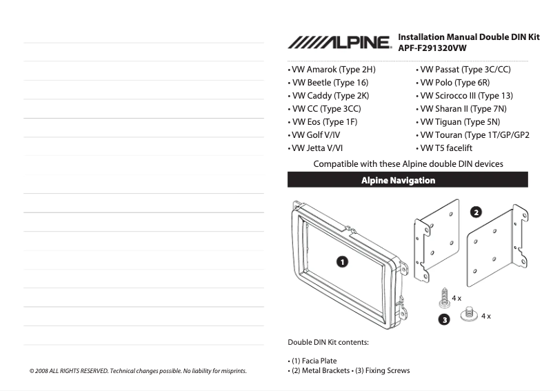 Page 1 of the manual User Manual Alpine APF-F291320VW