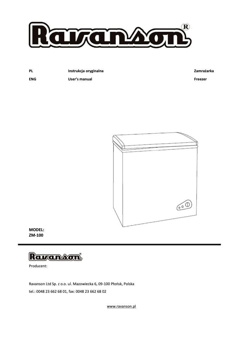 Page 1 of the manual User Manual Ravanson ZM-100