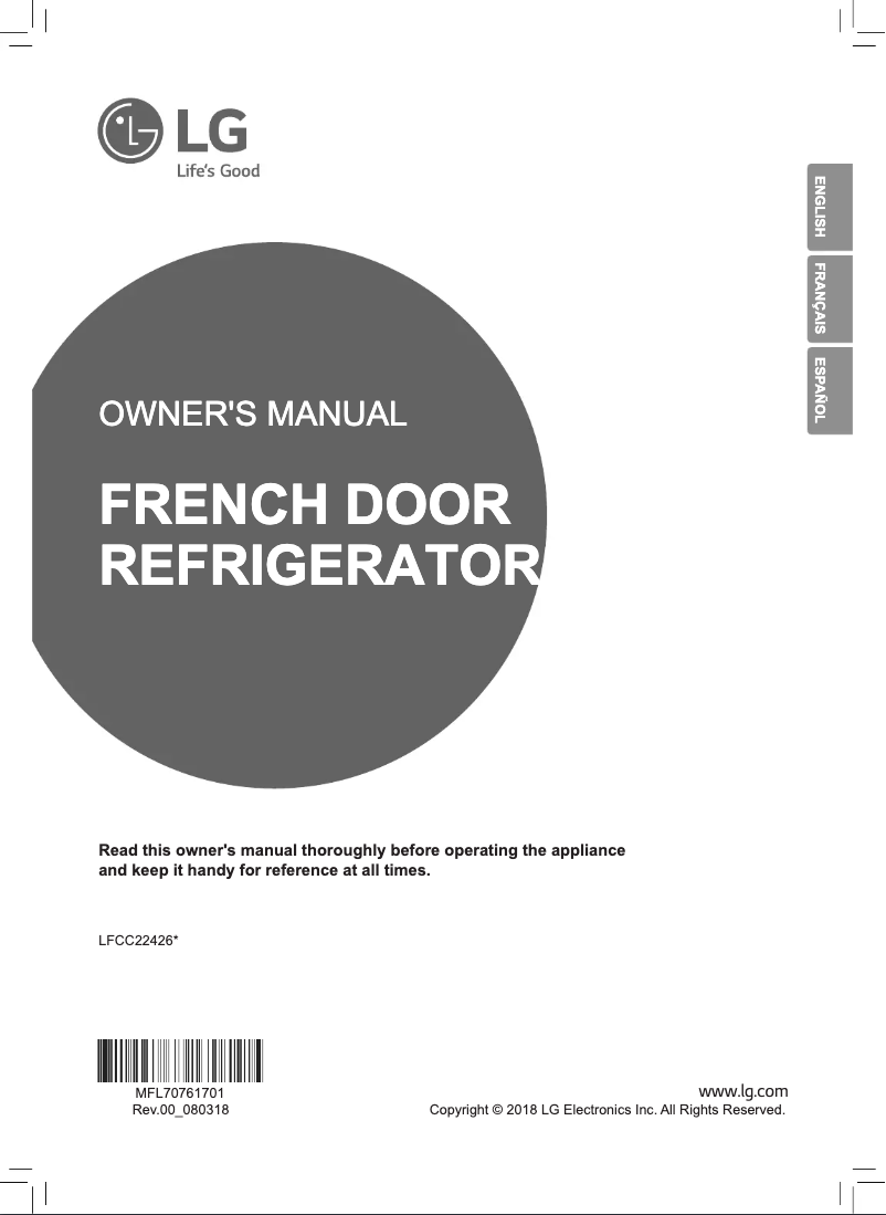 Page 1 of the manual User Manual LG LFCC22426S