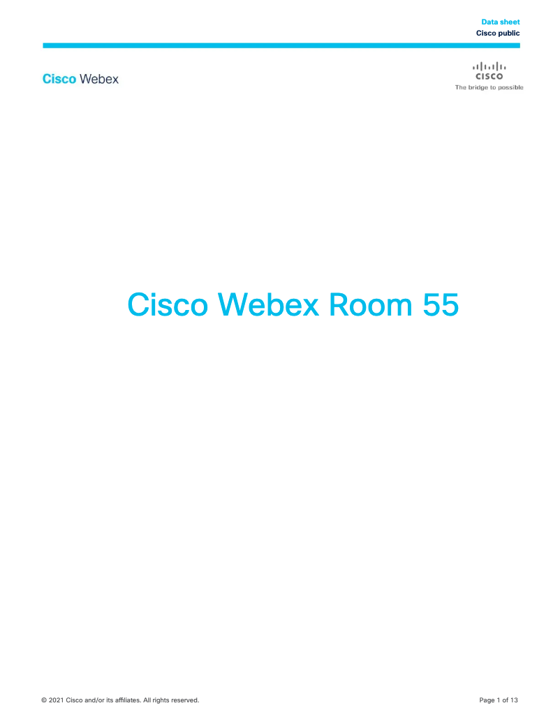 Image de la première page du manuel de l'appareil Webex Room 55