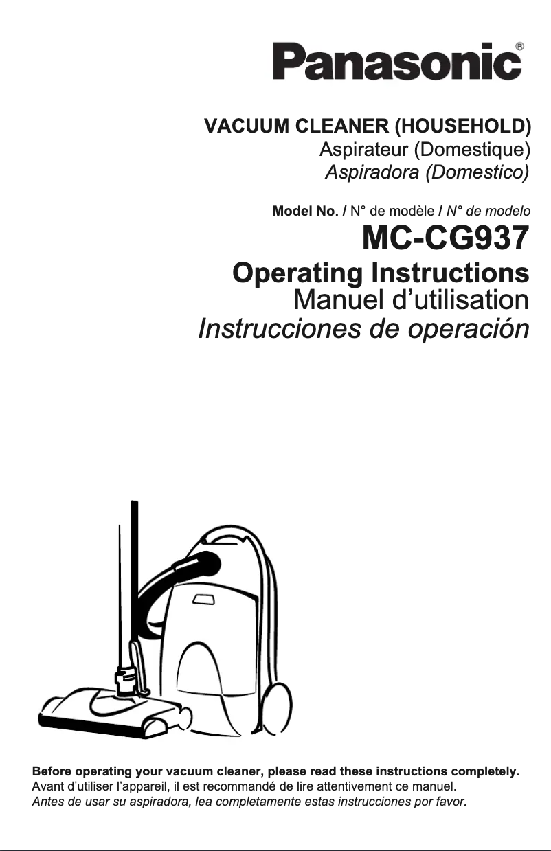 First page image of the manual for MC-CG937