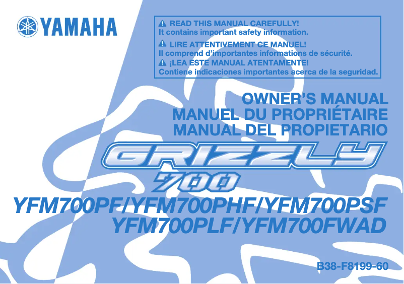 Page 1 of the manual User Manual Yamaha Grizzly 700 (2015)