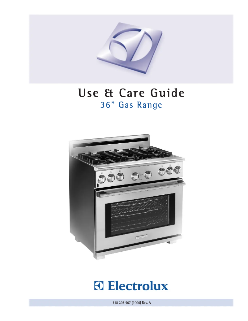 Page 1 of the manual User Manual Electrolux E36GF76JPS
