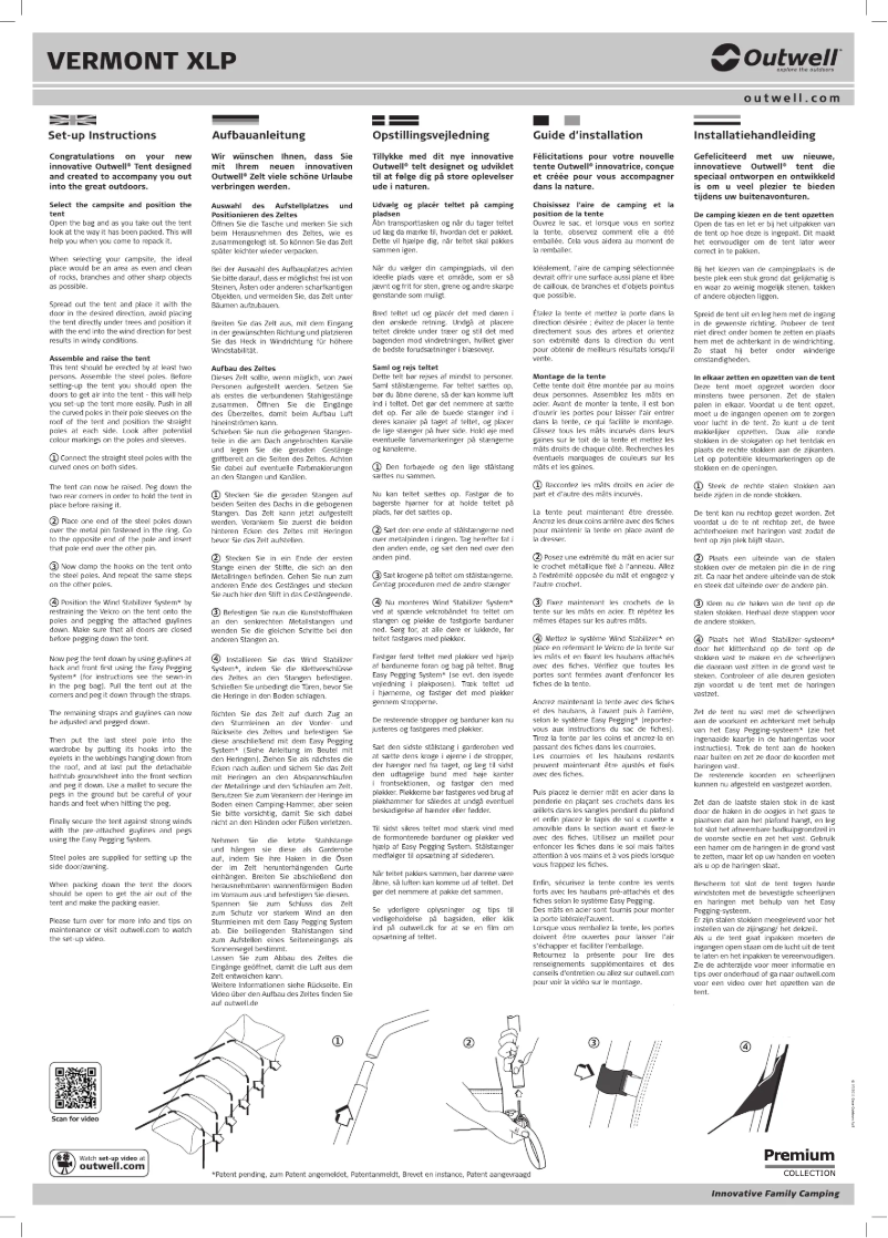 Page 1 of the manual User Manual Outwell Premium Vermont XLP