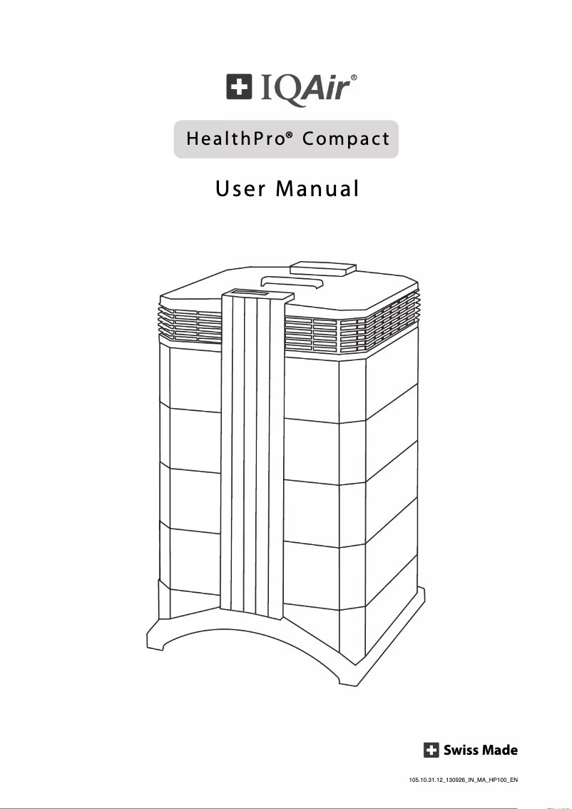 Page 1 of the manual User Manual IQAir HealthPro 150