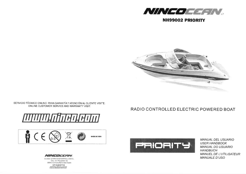 First page image of the manual for NINCOCEAN PRIORITY