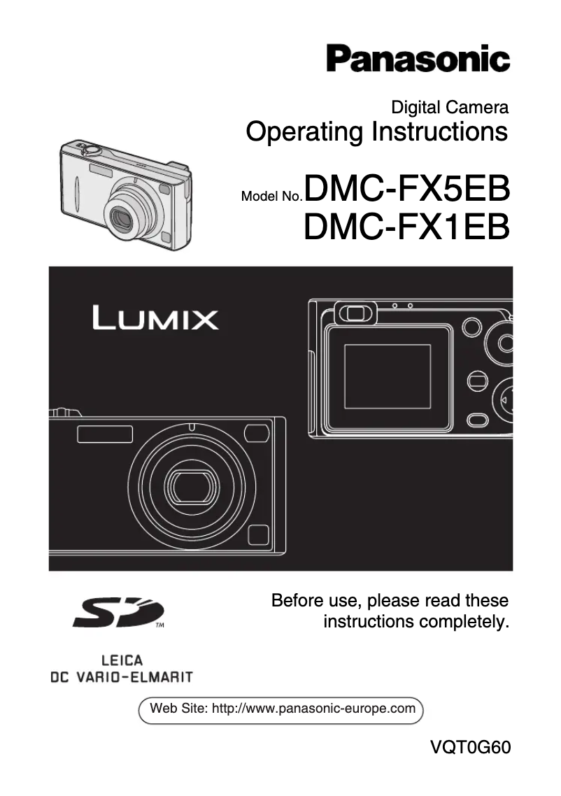 First page image of the manual for Lumix DMC-FX1EB