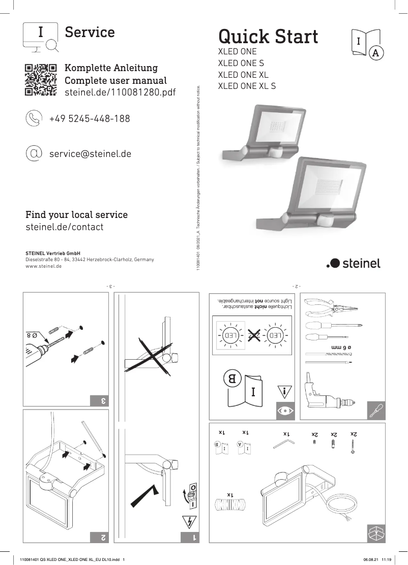 First page image of the manual for XLED ONE