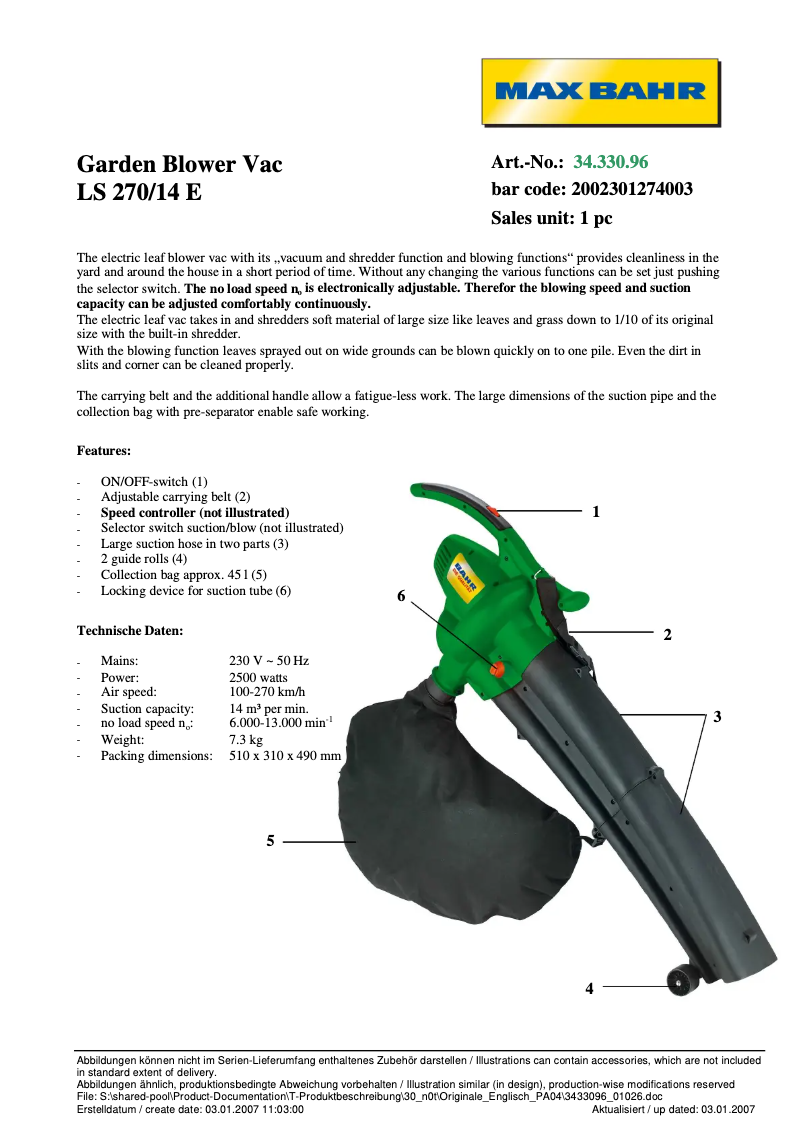 First page image of the manual for LS 270/14 E