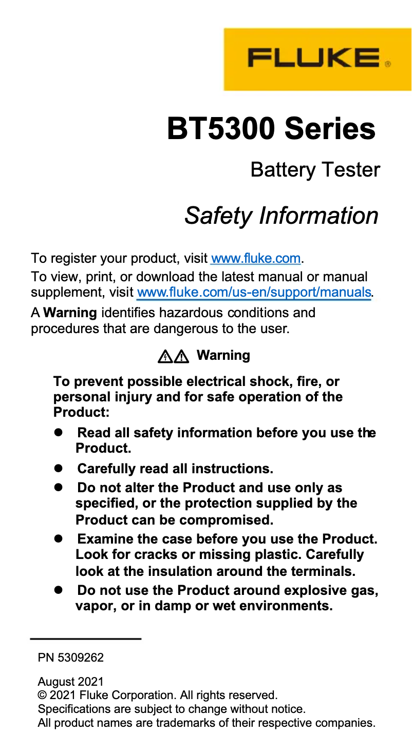 First page image of the manual for BT5300