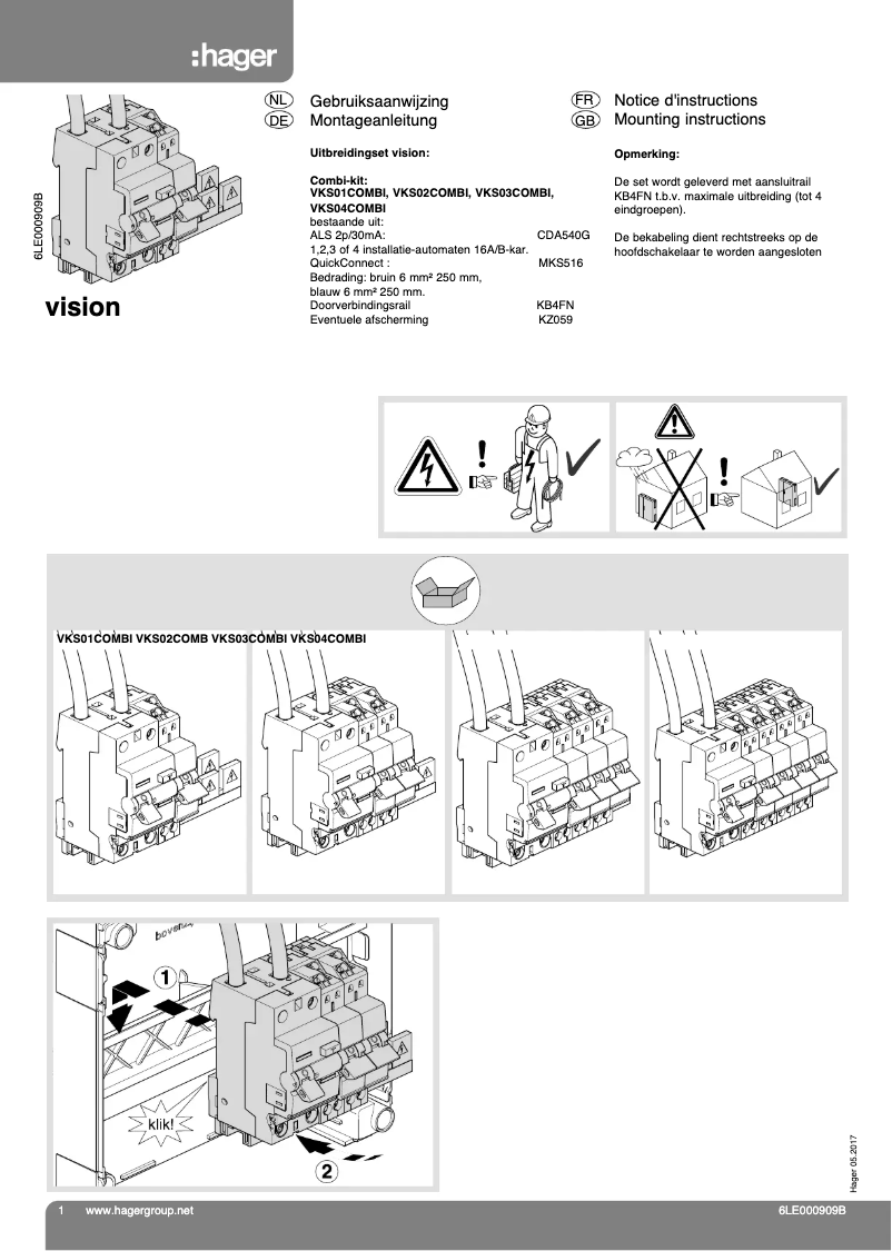 First page image of the manual for Vision VKS01COMBI