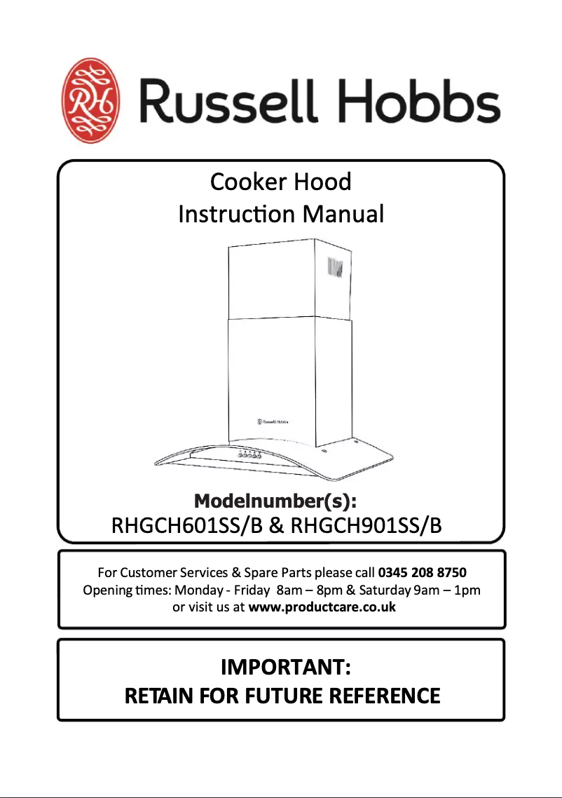 First page image of the manual for RHGCH601SS