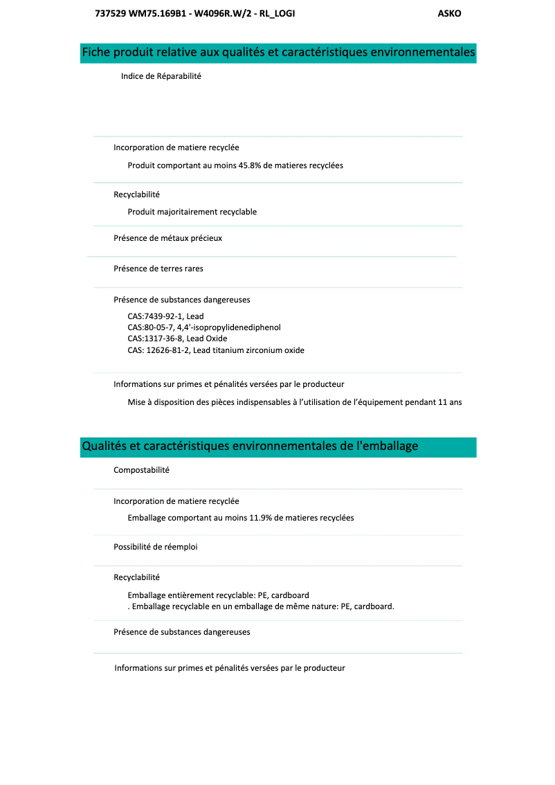 First page image of the manual for W4096P.W