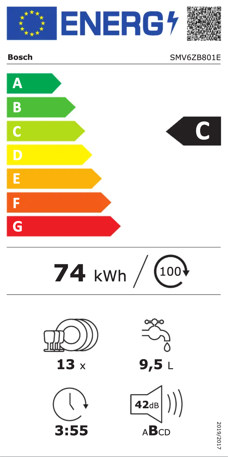 Page 1 of the manual Energy Label Bosch SMV6ZB801E