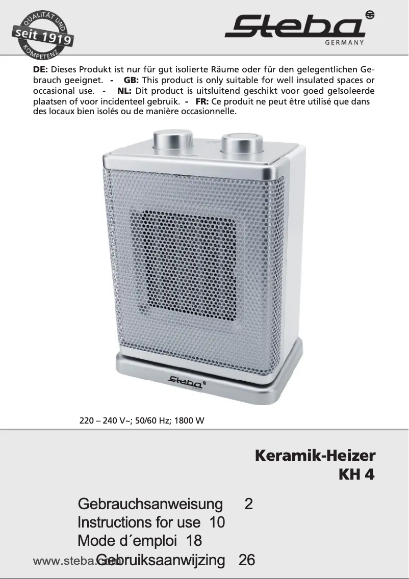 First page image of the manual for KH 4