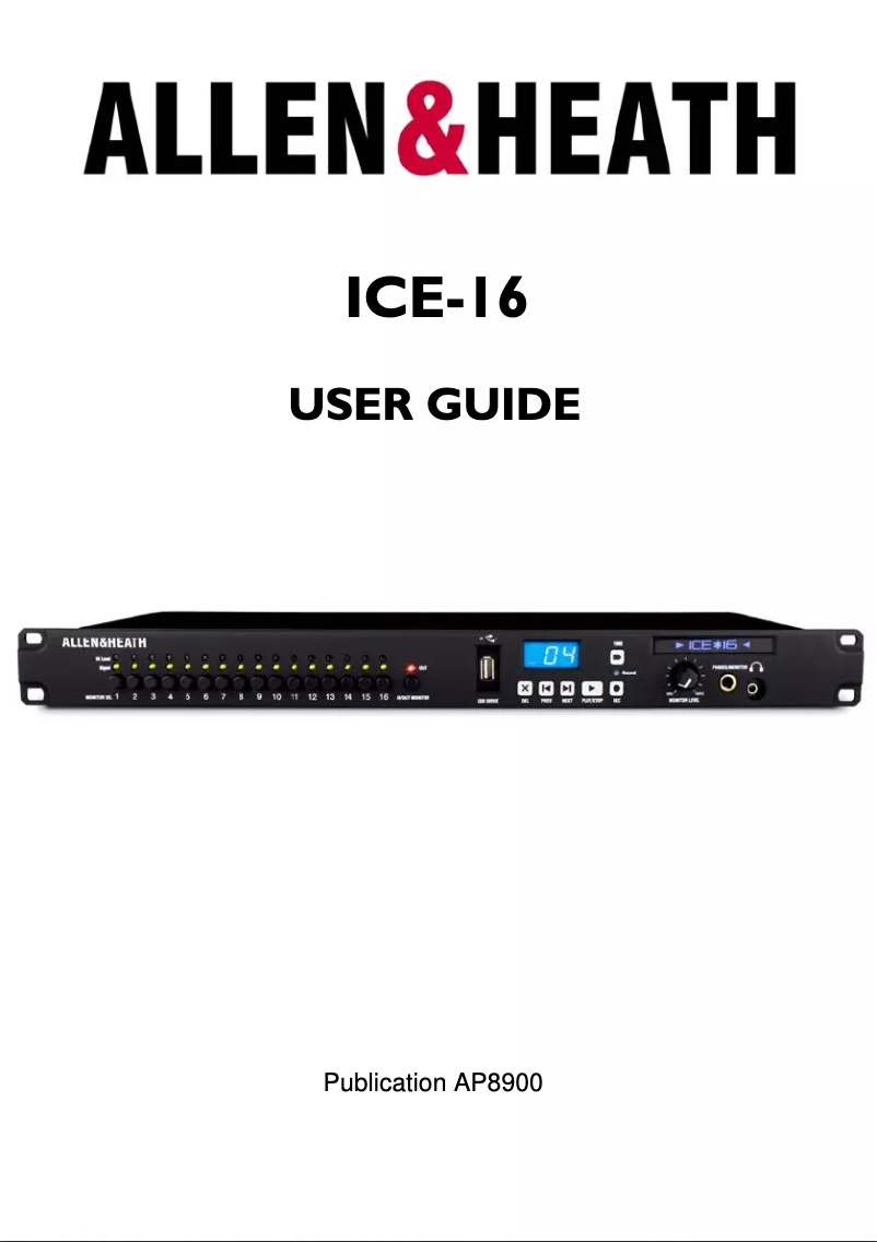 Page 1 de la notice Manuel utilisateur Allen & Heath ICE-16