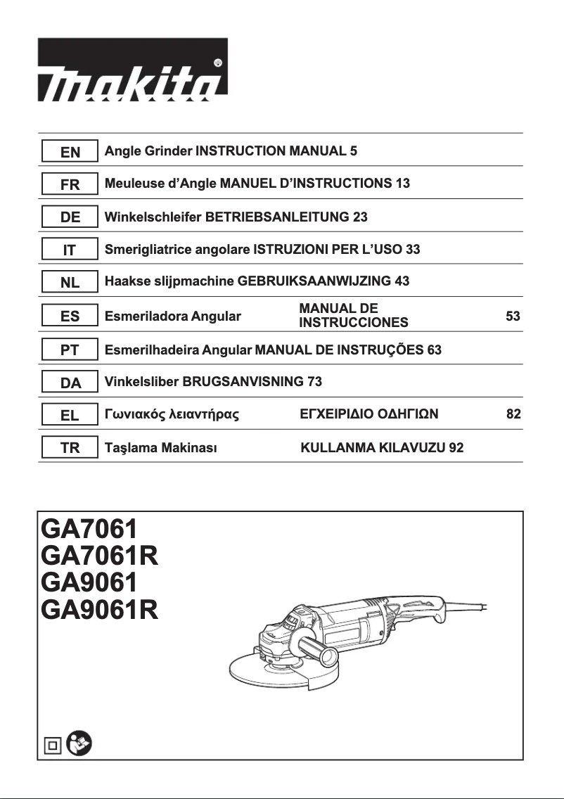 Page 1 of the manual User Manual Makita GA7061