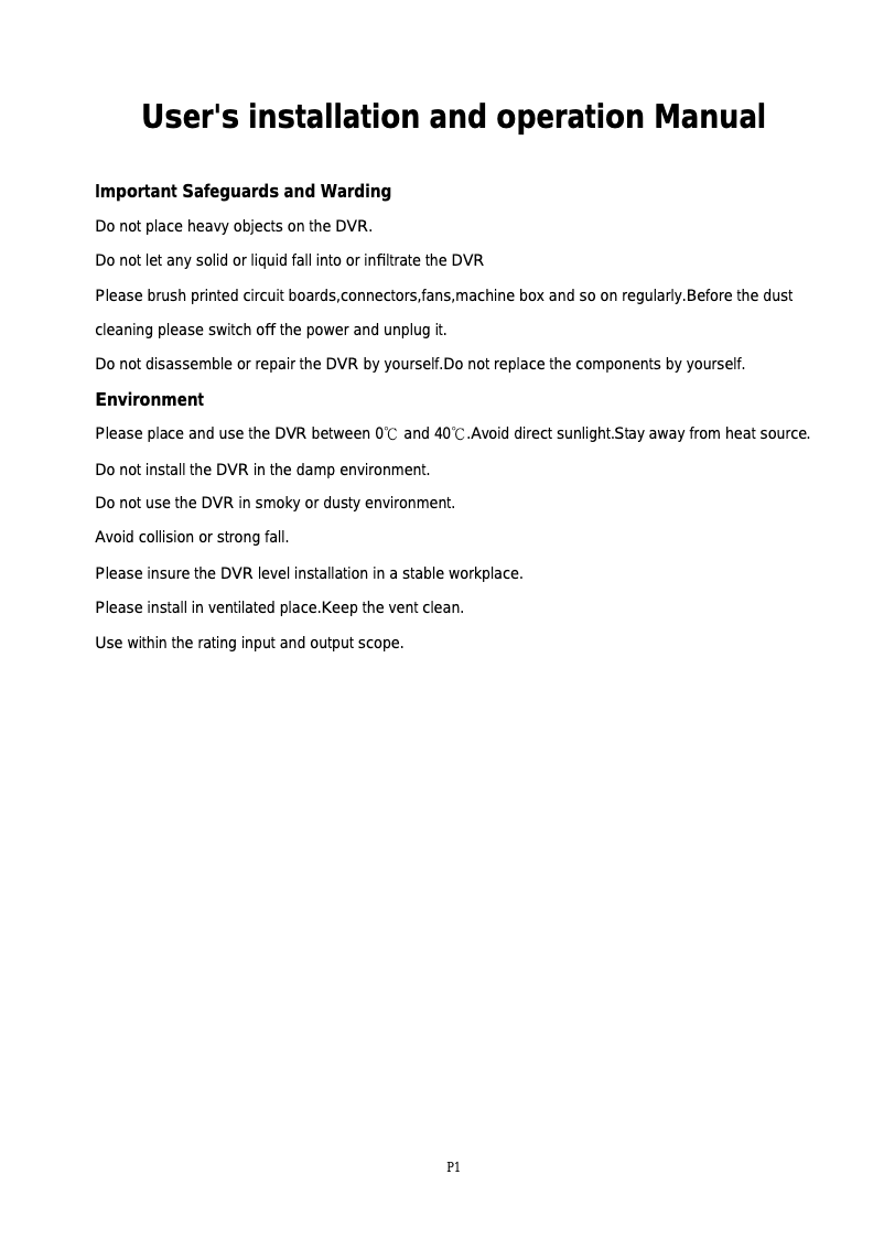 First page image of the manual for C8CCTVKITP2TB