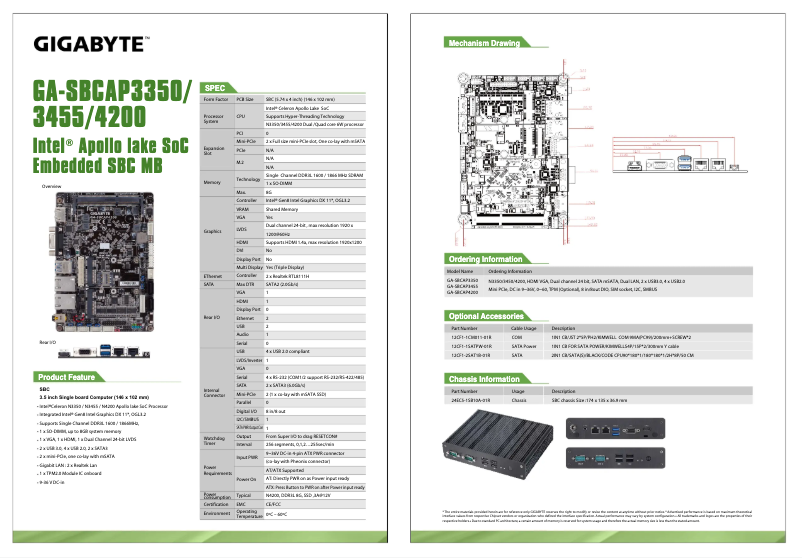 First page image of the manual for GA-SBCAP4200