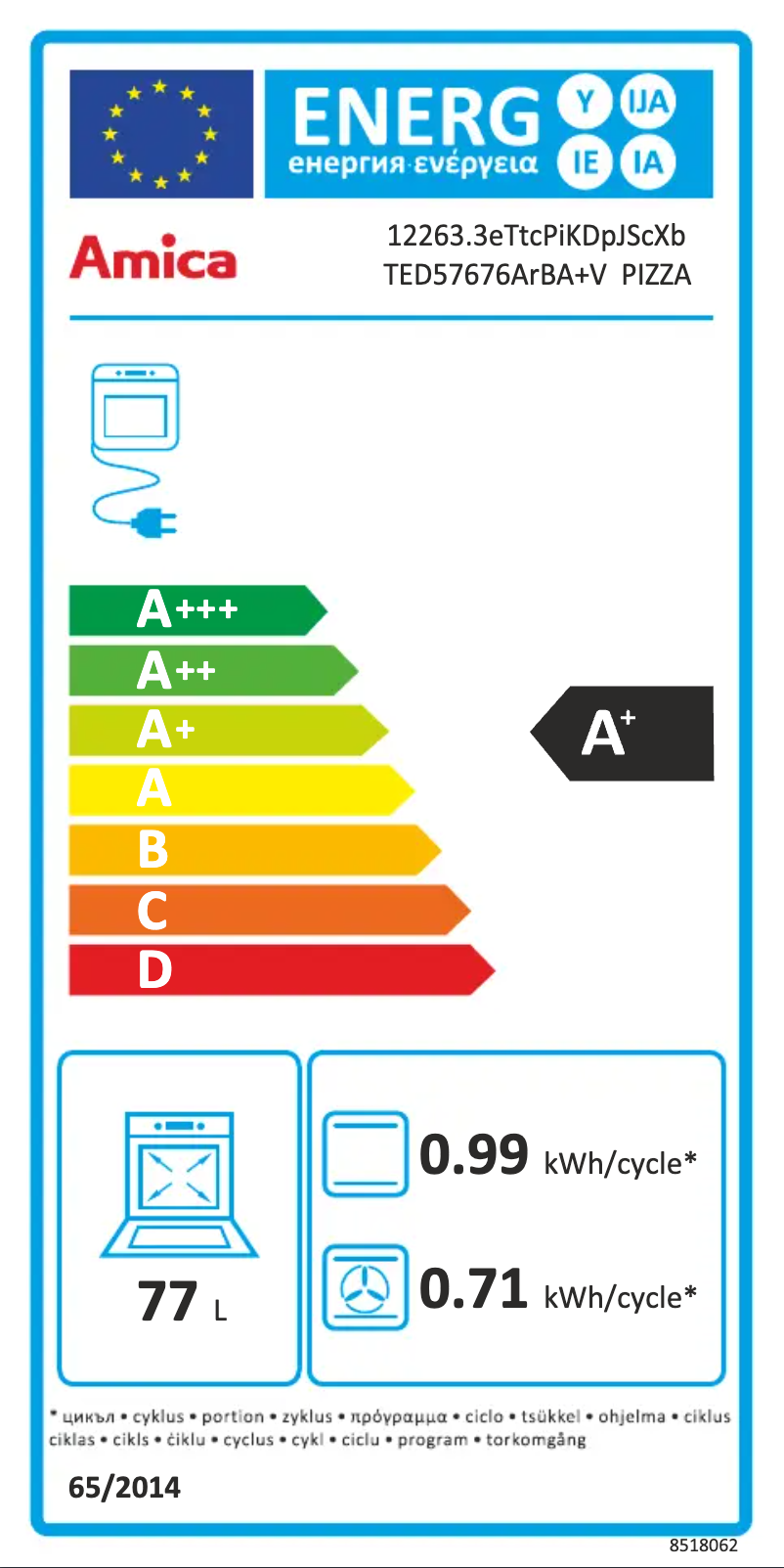 Page 1 of the manual User Manual Amica TED57676ArBA+V PIZZA