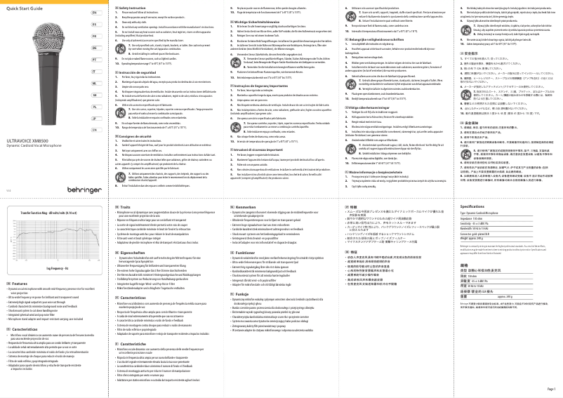 Page 1 de la notice Mode d'emploi Behringer Ultravoice XM8500