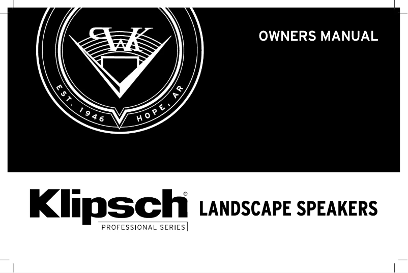 Page 1 of the manual User Manual Klipsch PRO-10-GS