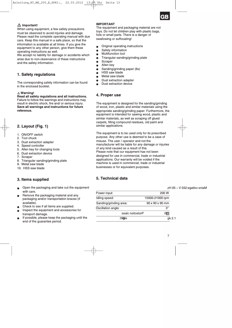 First page image of the manual for TE-MG 200 E
