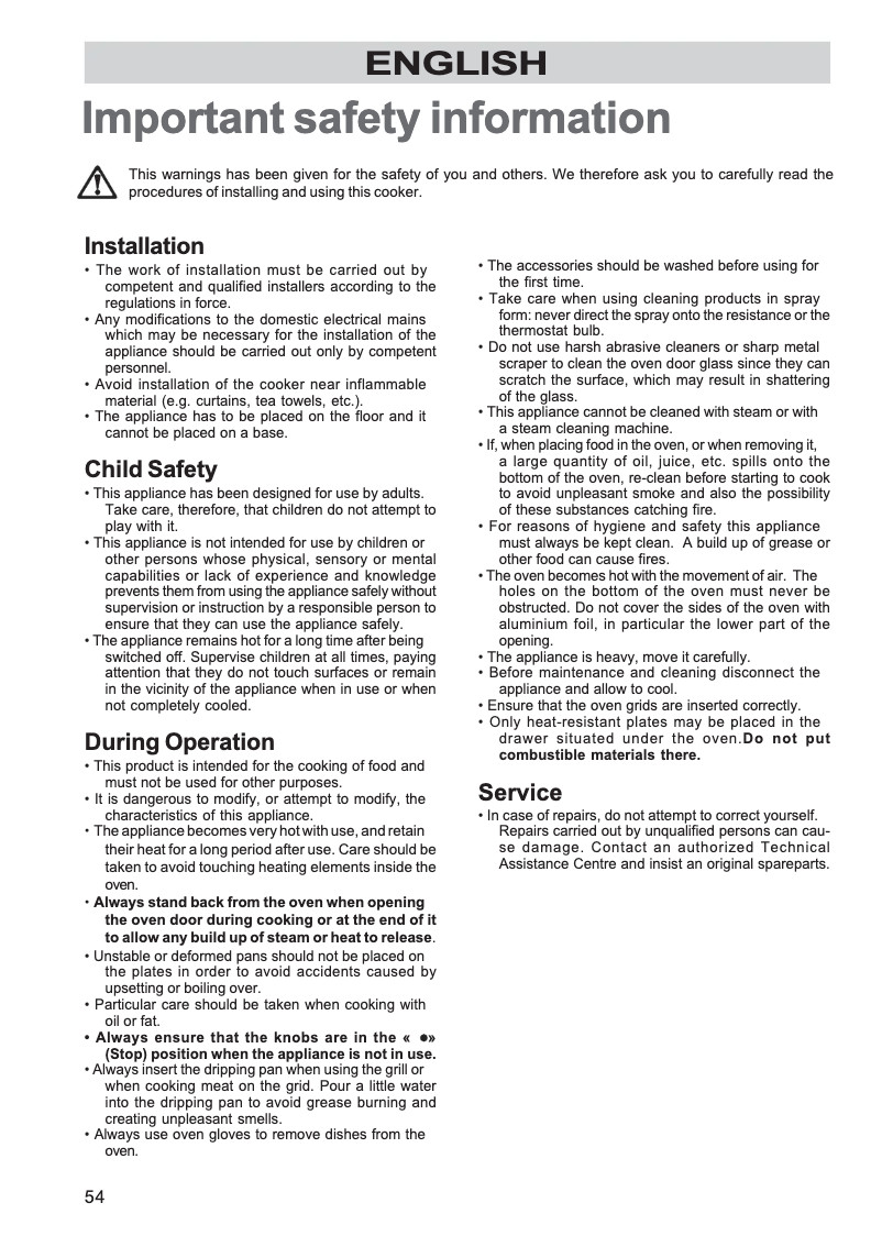 Page 1 of the manual User Manual Zanussi ZCS 6604 W