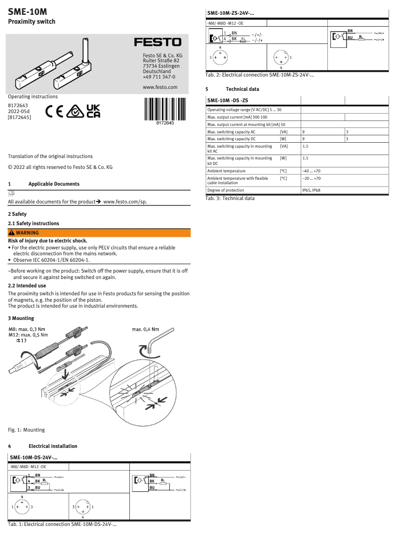 First page image of the manual for SME-10M