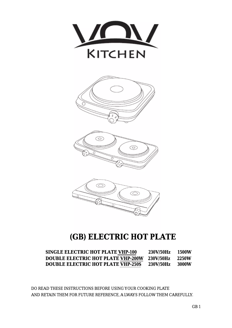 Page 1 of the manual User Manual VOV VHP-100