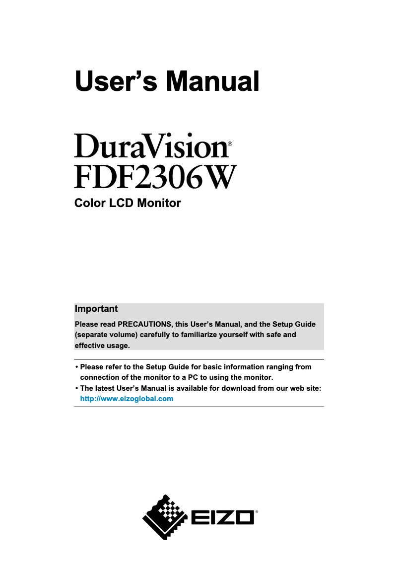 Page 1 of the manual User Manual Eizo DuraVision FDF2306W
