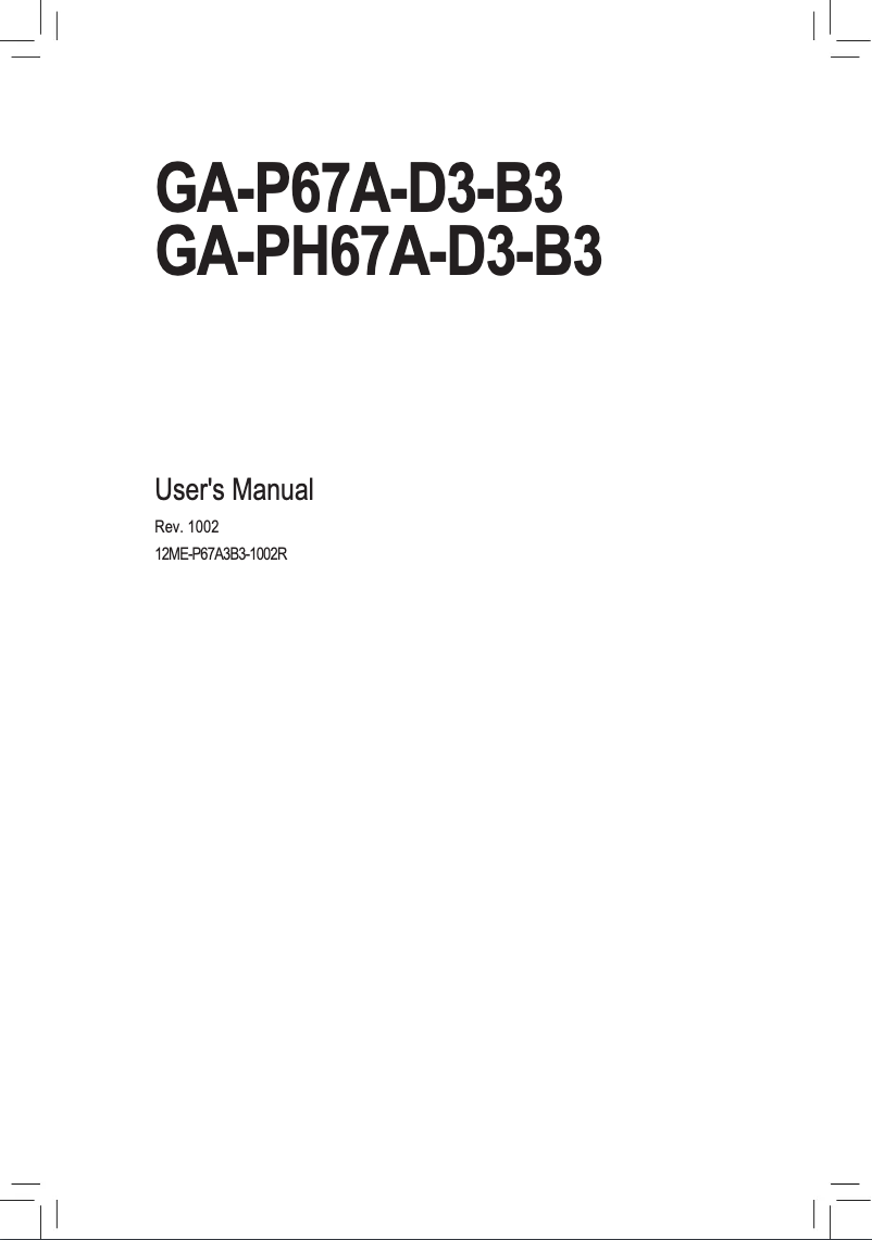 Page 1 of the manual User Manual Gigabyte GA-PH67A-D3-B3