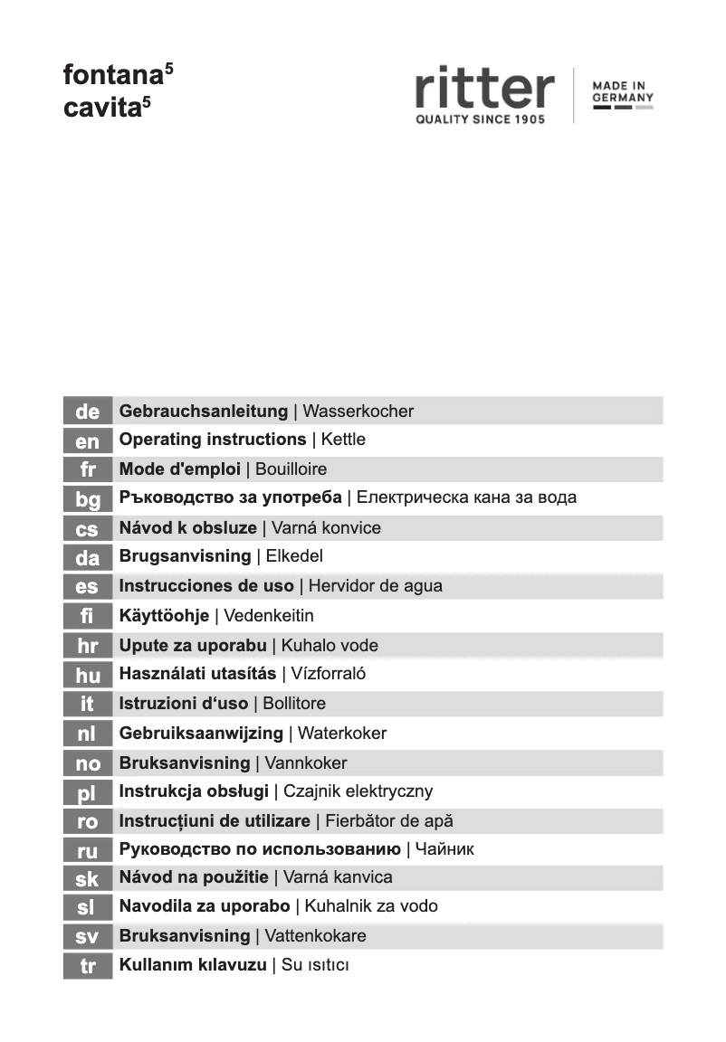 First page image of the manual for Fontana 5