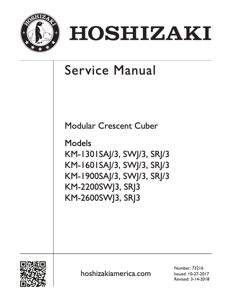Page 1 of the manual User Manual Hoshizaki KM-1601SAJ