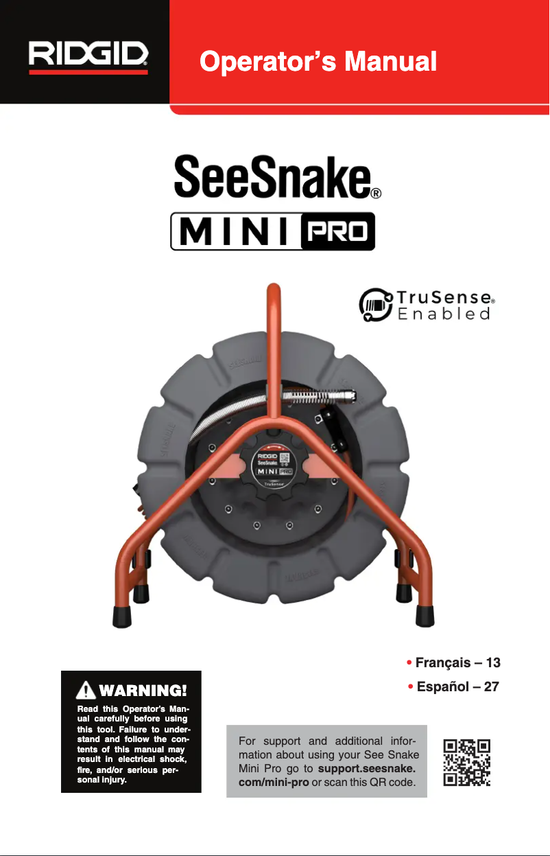Page 1 of the manual User Manual Ridgid SeeSnake Mini Pro