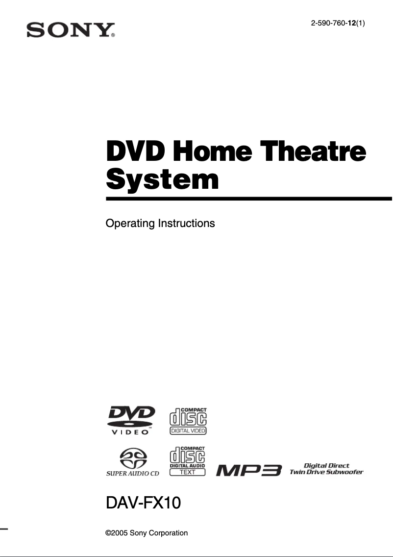 Page 1 of the manual User Manual Sony DAV-FX10