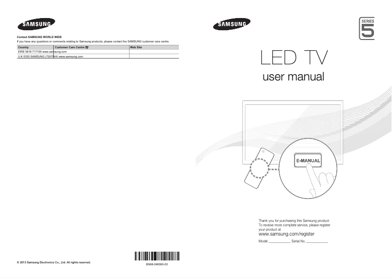 First page image of the manual for UE40F5300AK
