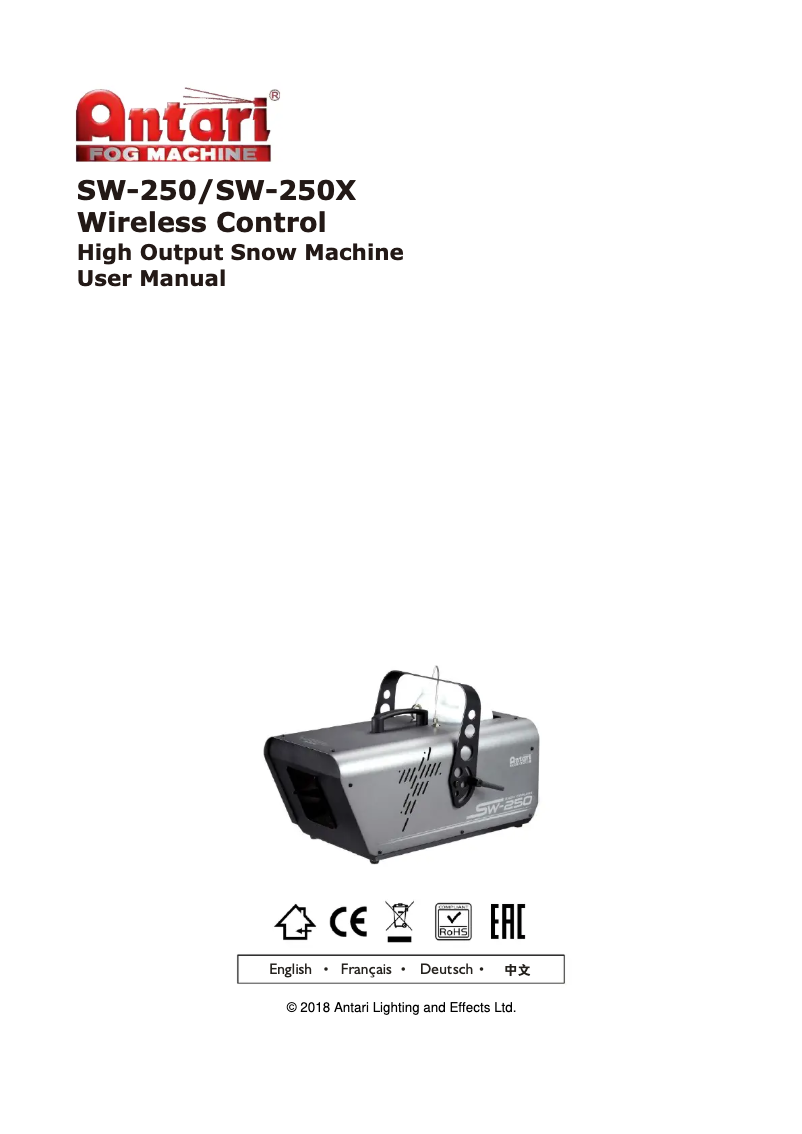 Page 1 of the manual User Manual Antari SW-250X