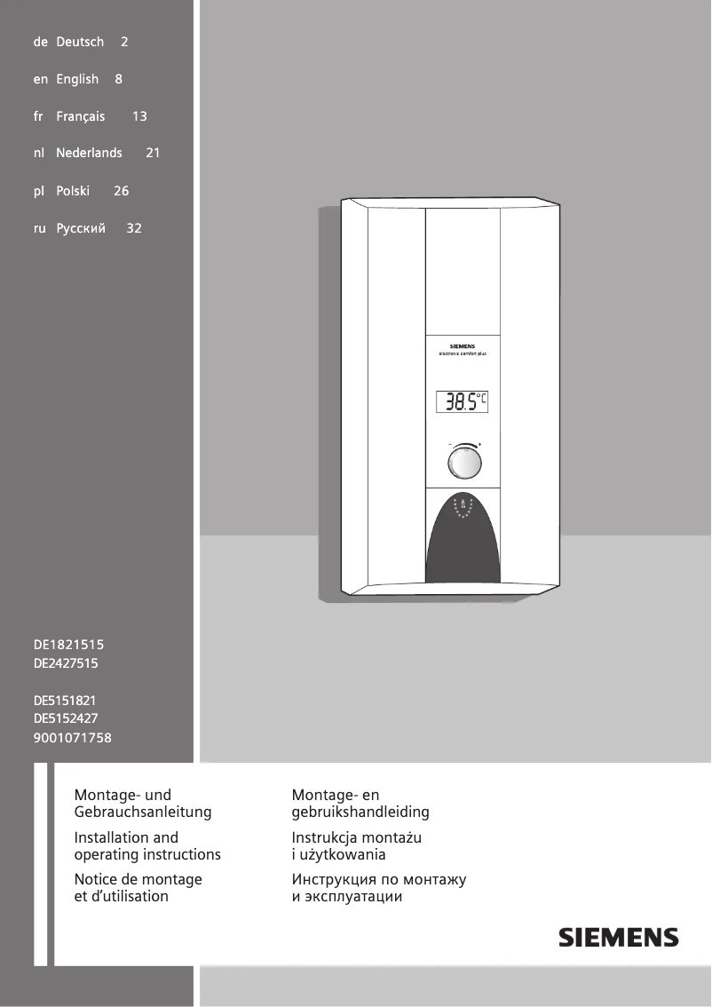 First page image of the manual for DE5151821