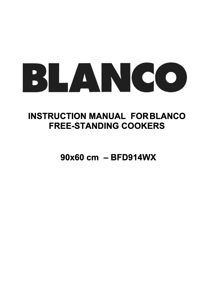 Page 1 of the manual User Manual BLANCO BFD914WX